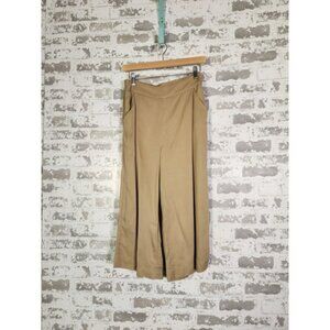 Wide Leg Palazzo Gaucho Capri Pants Brown‎ Lagenlook XS Oversized 28X21